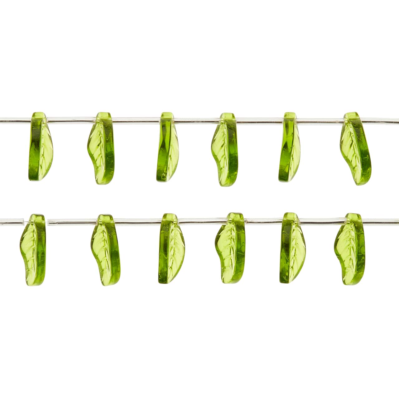 Peridot Green Glass Leaf Beads, 17mm by Bead Landing&#x2122;